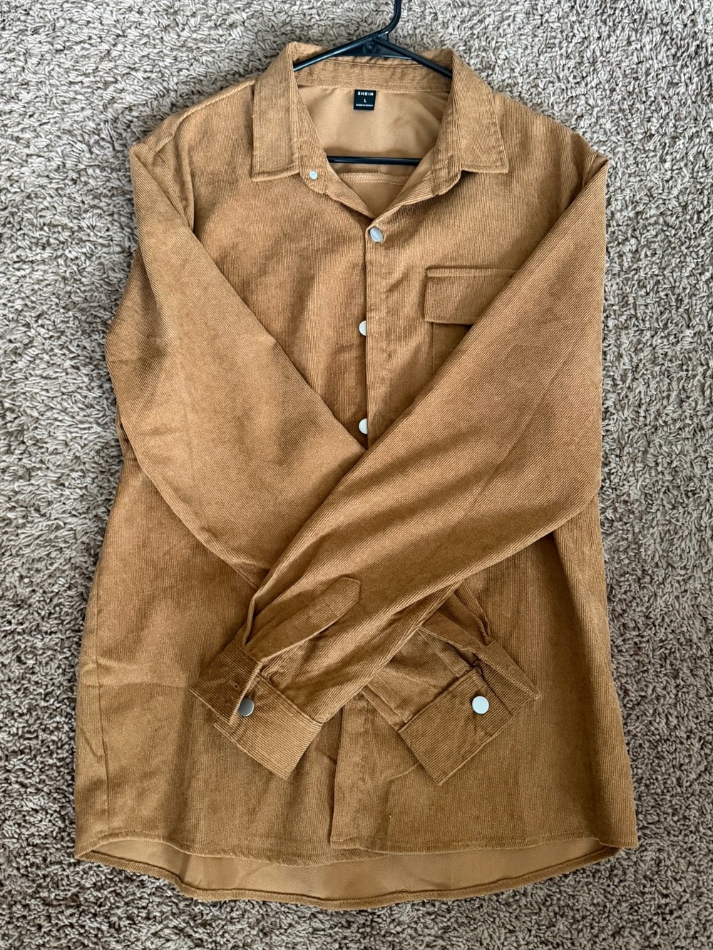 Men's Camel Brown Corduroy Button Down Shirt